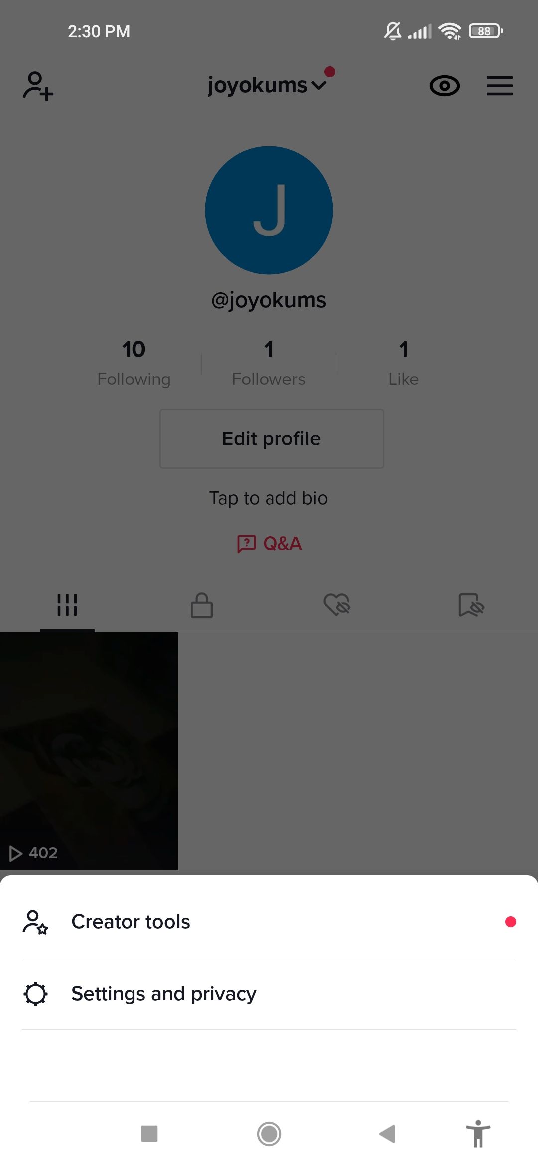 گزینه TikTok Creator Tools