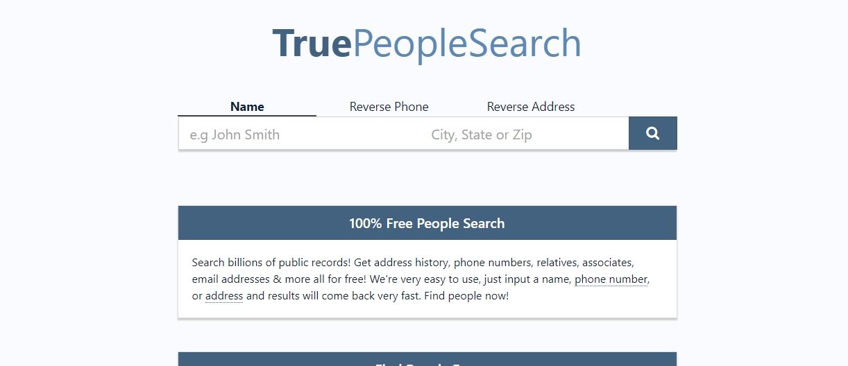 TruePeopleSearch screenshot
