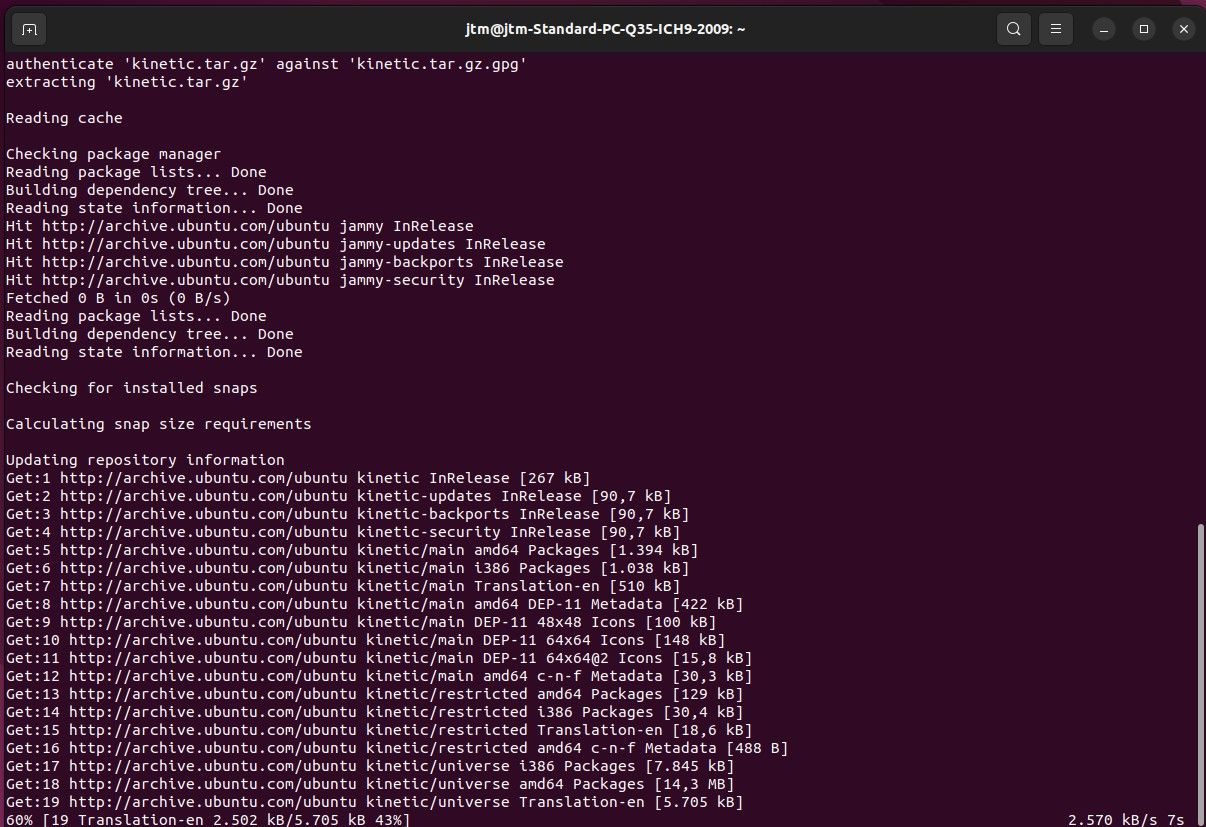 Ubuntu beta terminal updating
