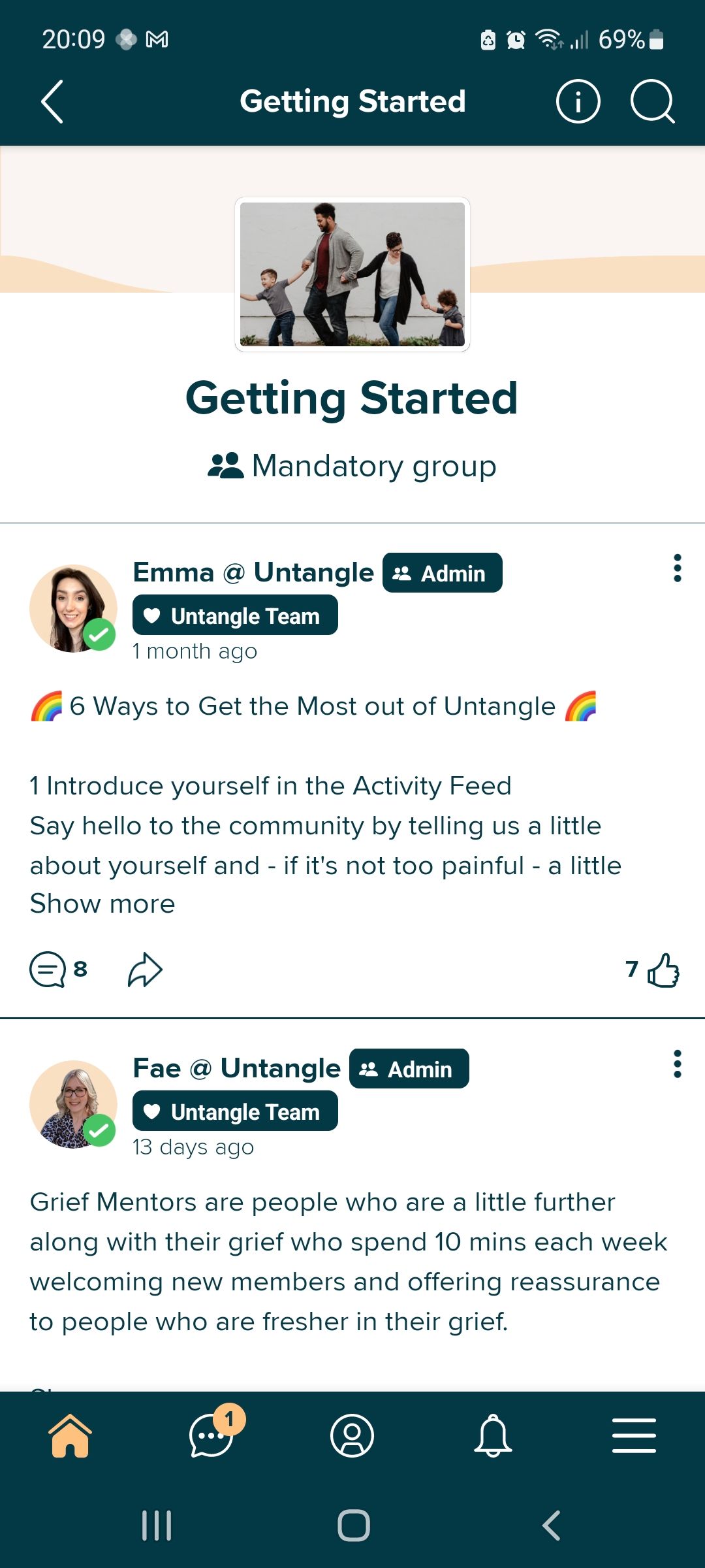 Untangle Grief app messages