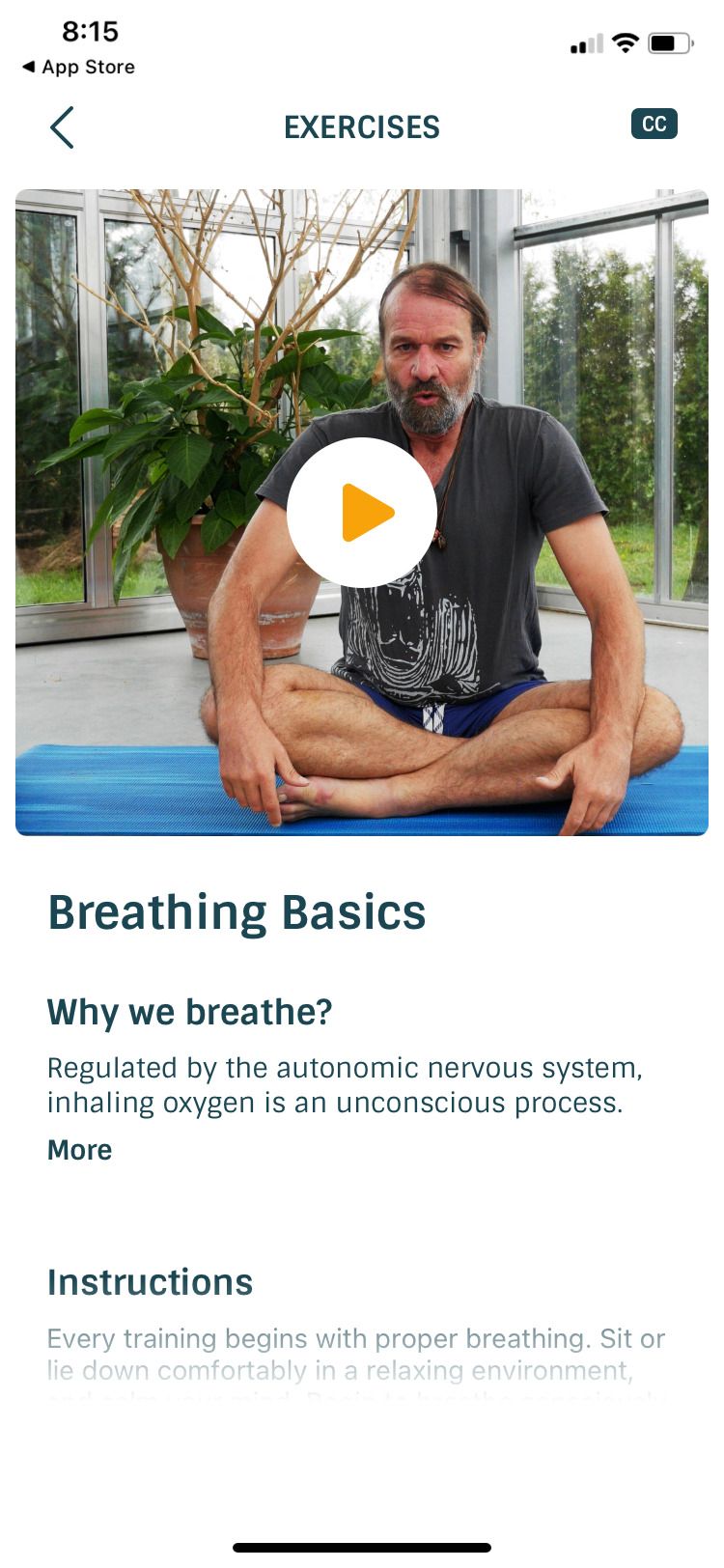 Wim Hof Method app breathing basics