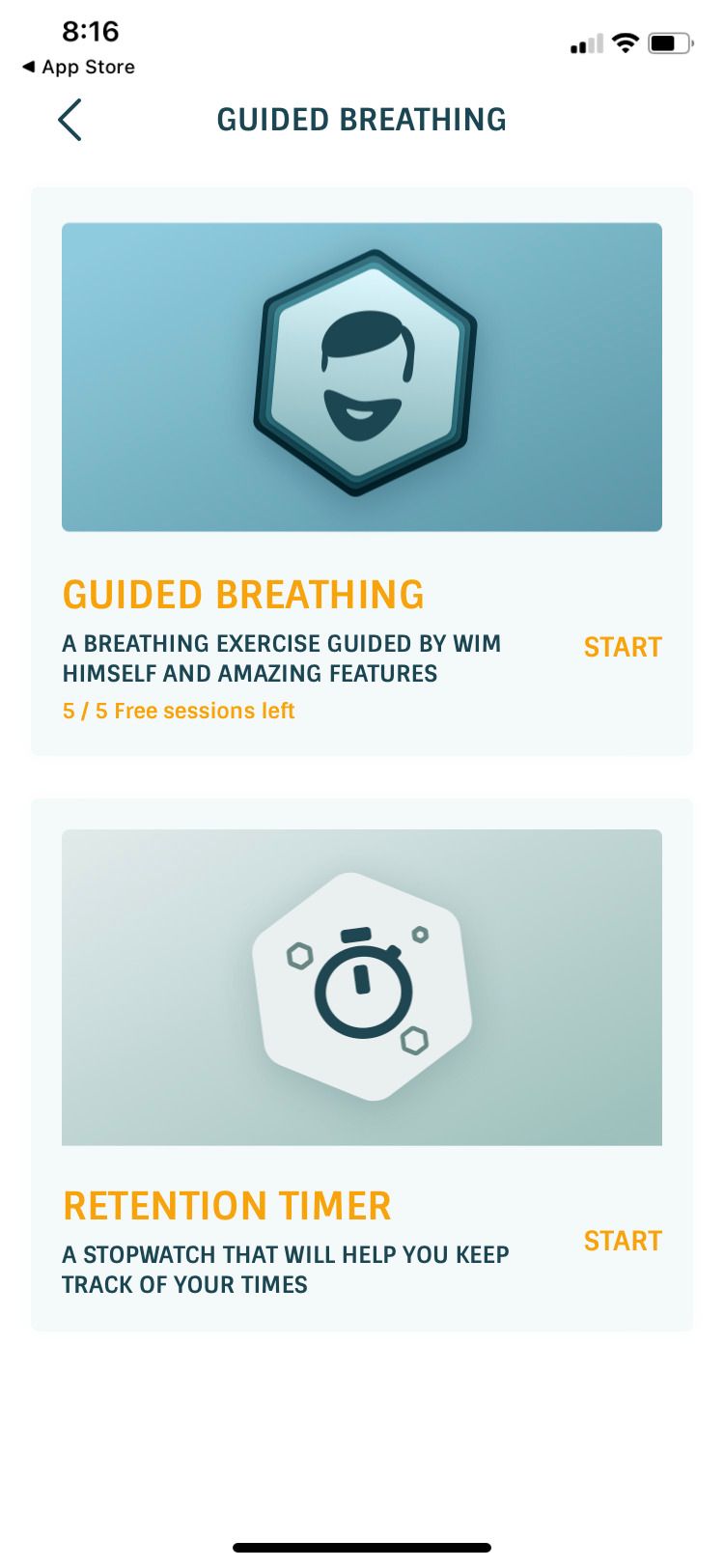 Wim Hof Method app guided breathing