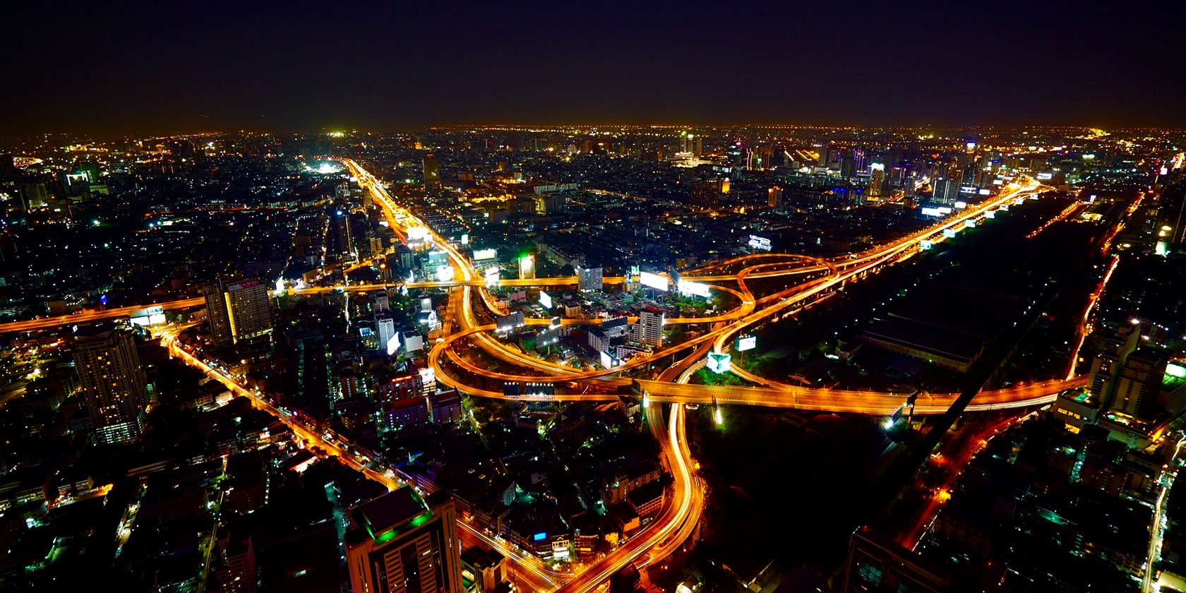 a city traffic system at night