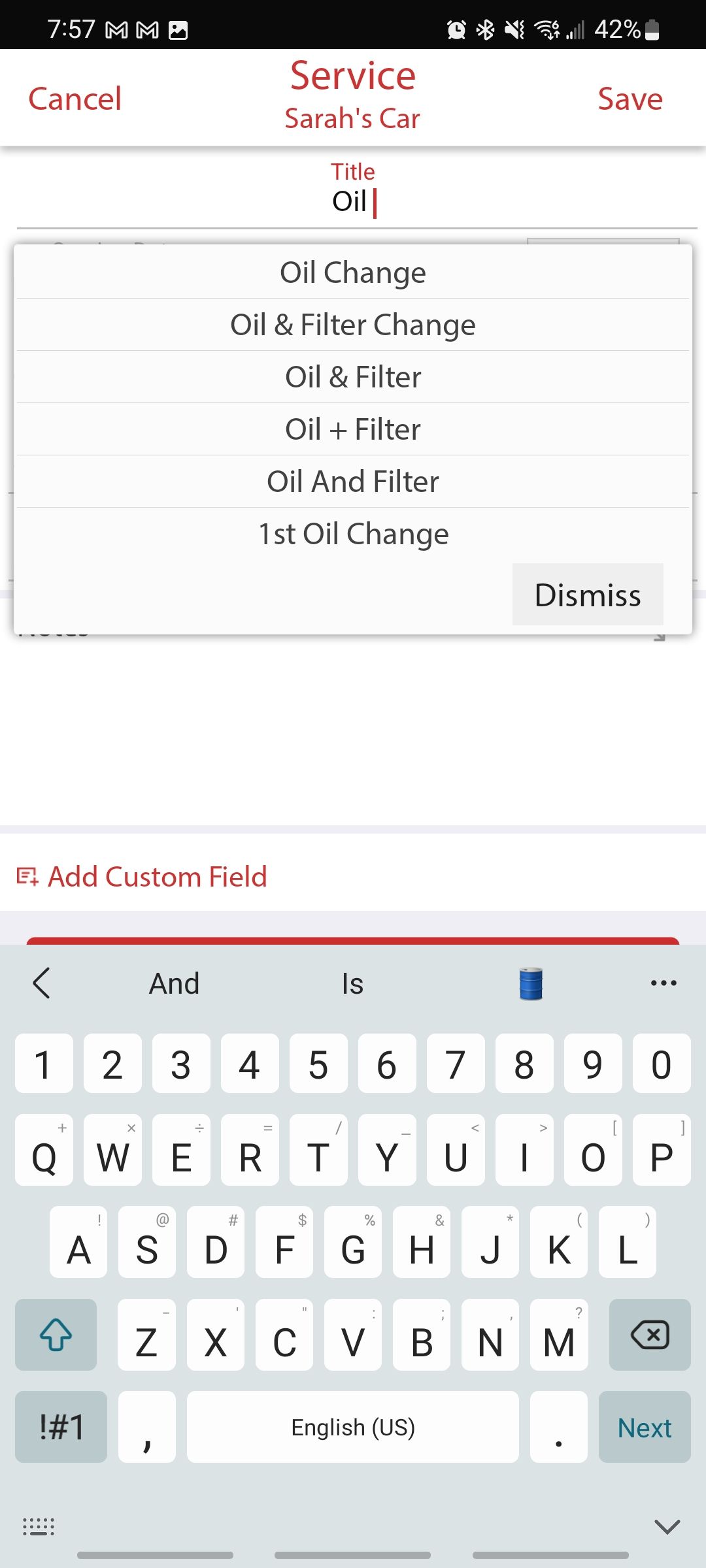 adding a new service in the autosist app