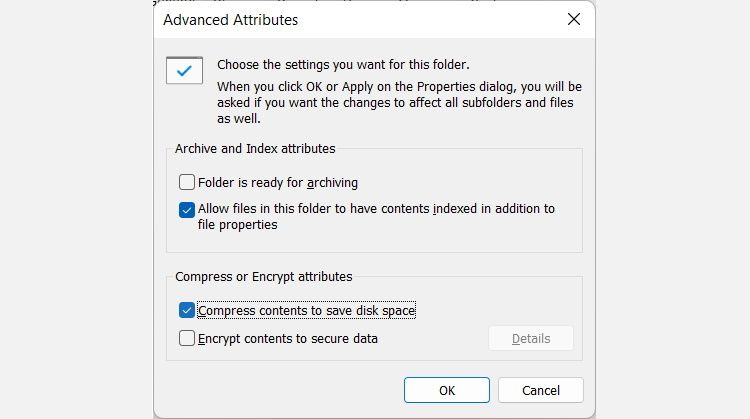 enabling file compression on a folder in windows 11