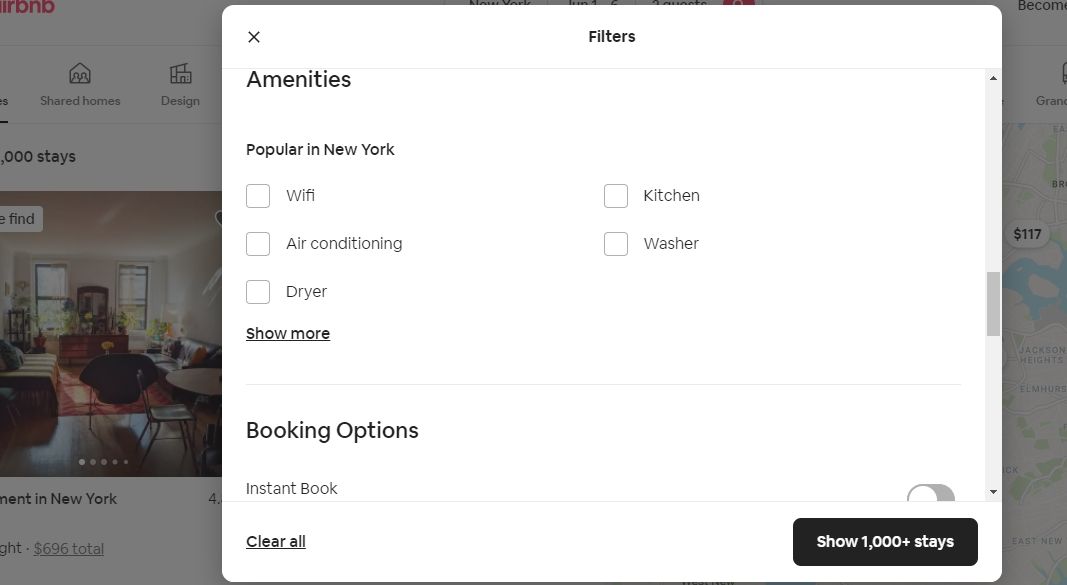 airbnb amenities filters screenshot