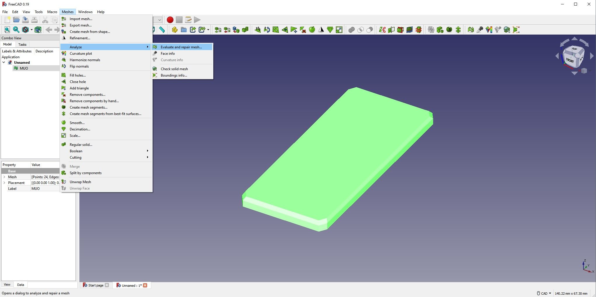 ابزار مش تجزیه و تحلیل FreeCAD