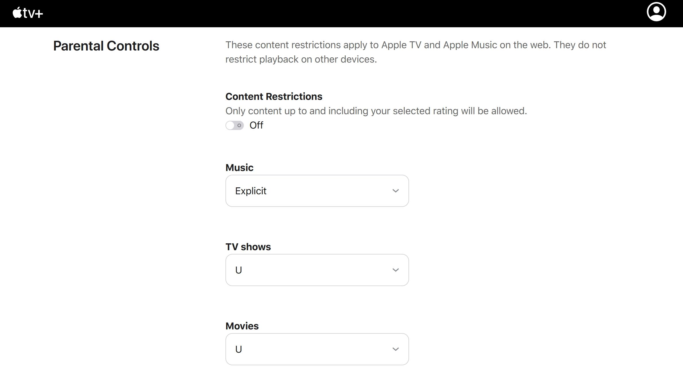 Apple tv + کنترل های والدین