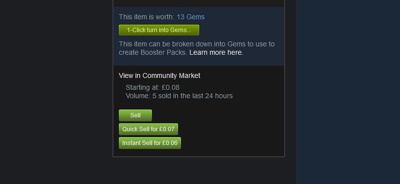 augmented steam trading card selling