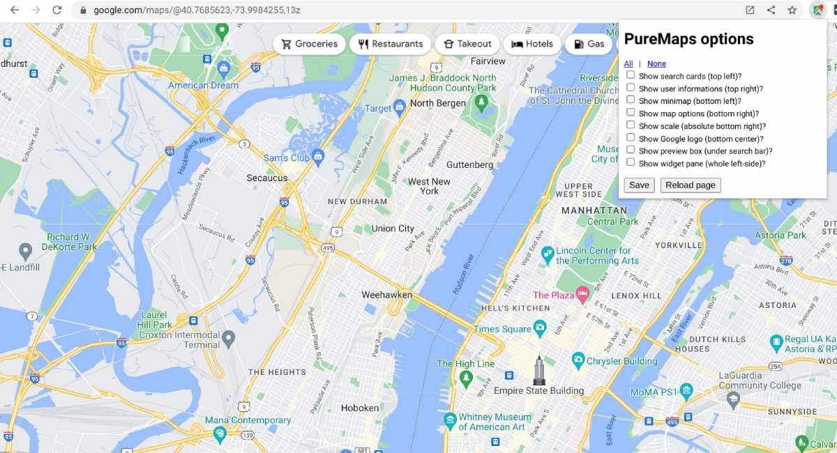PureMaps is a Chrome extension that strips all the clutter and unnecessary boxes from Google Maps