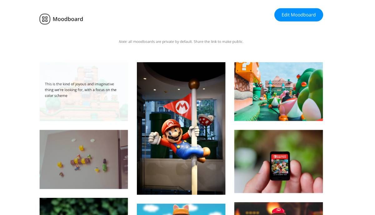 Go Moodboard سریعترین راه برای ایجاد یک مودبرد به سبک کلاژ به صورت آنلاین و به اشتراک گذاری آن با دیگران است.