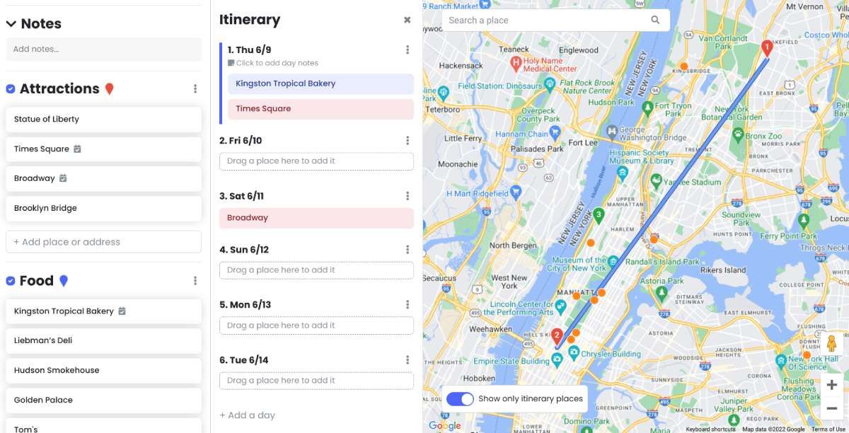 Scout is the best travel planner app to set an itinerary if you're traveling to one city