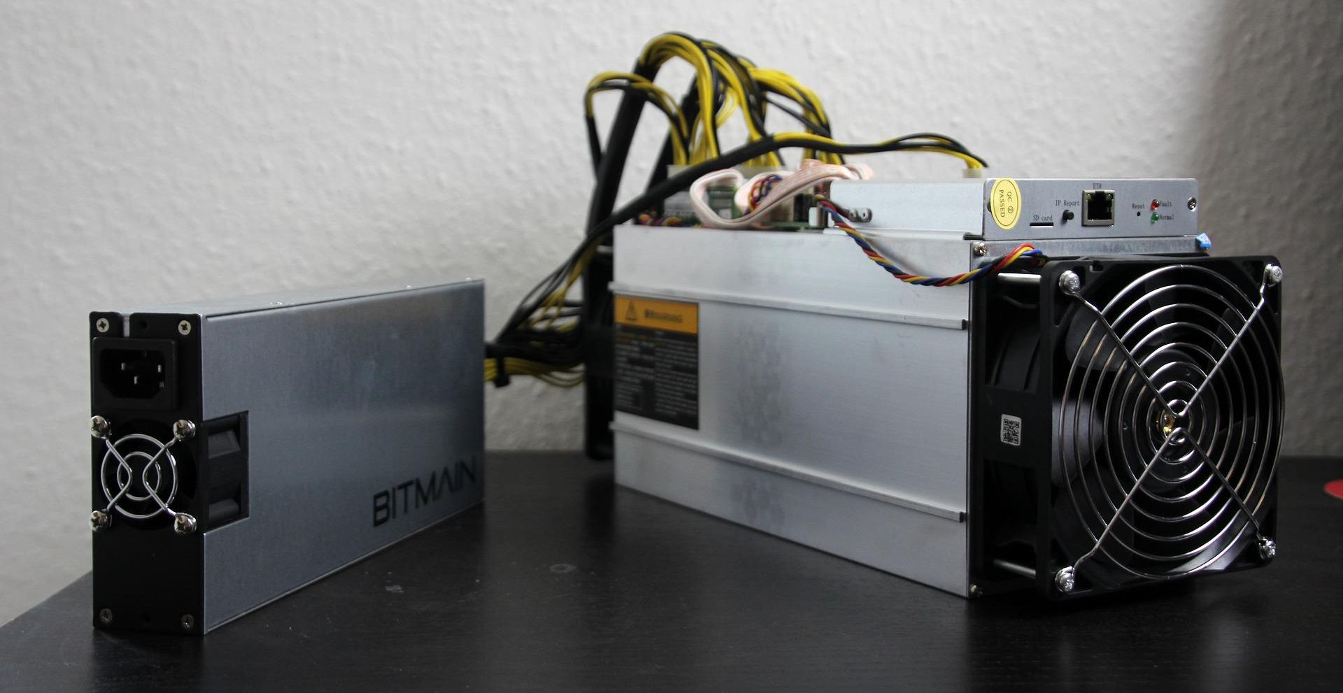 bitmain antminer on table