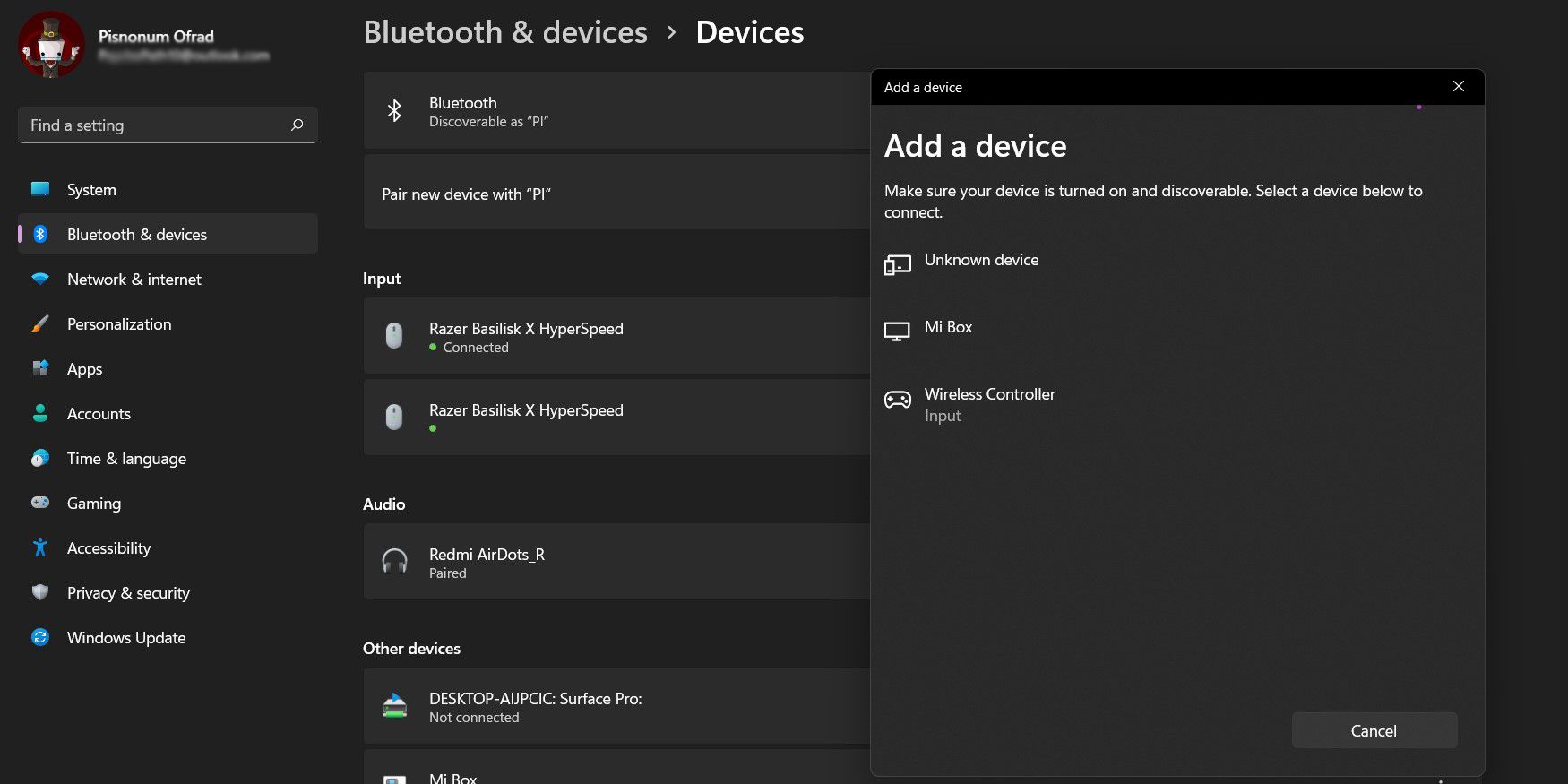 Windows 11 Bluetooth Settings