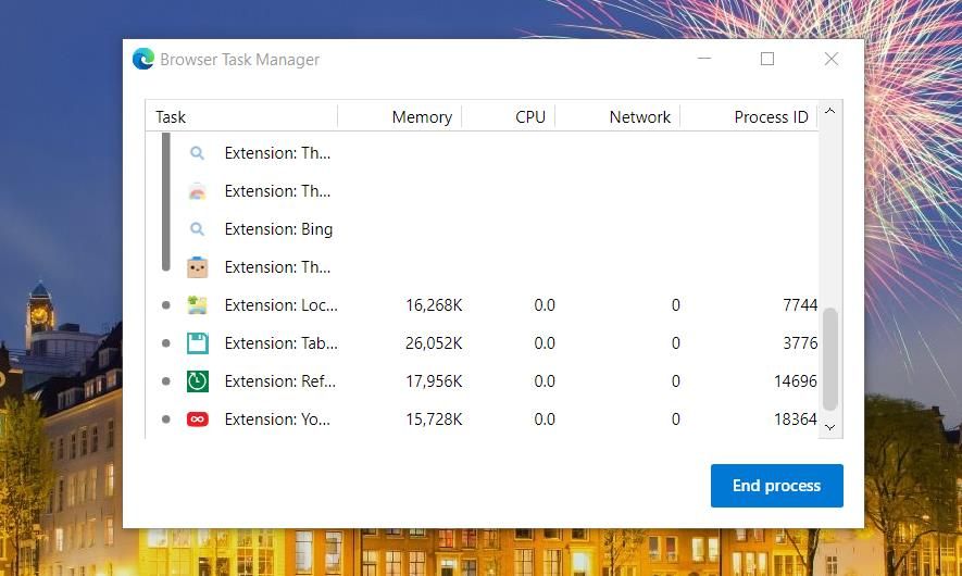 Browser Task Manager window