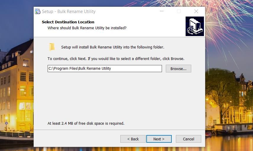 The Bulk Rename Utility setup window