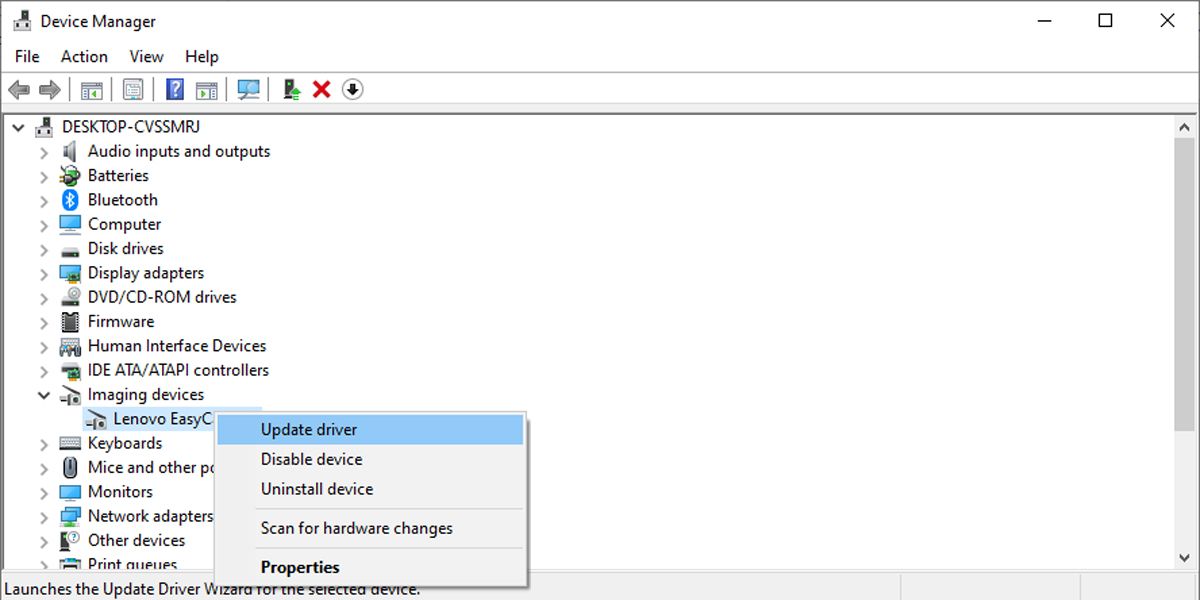 Device manager menu