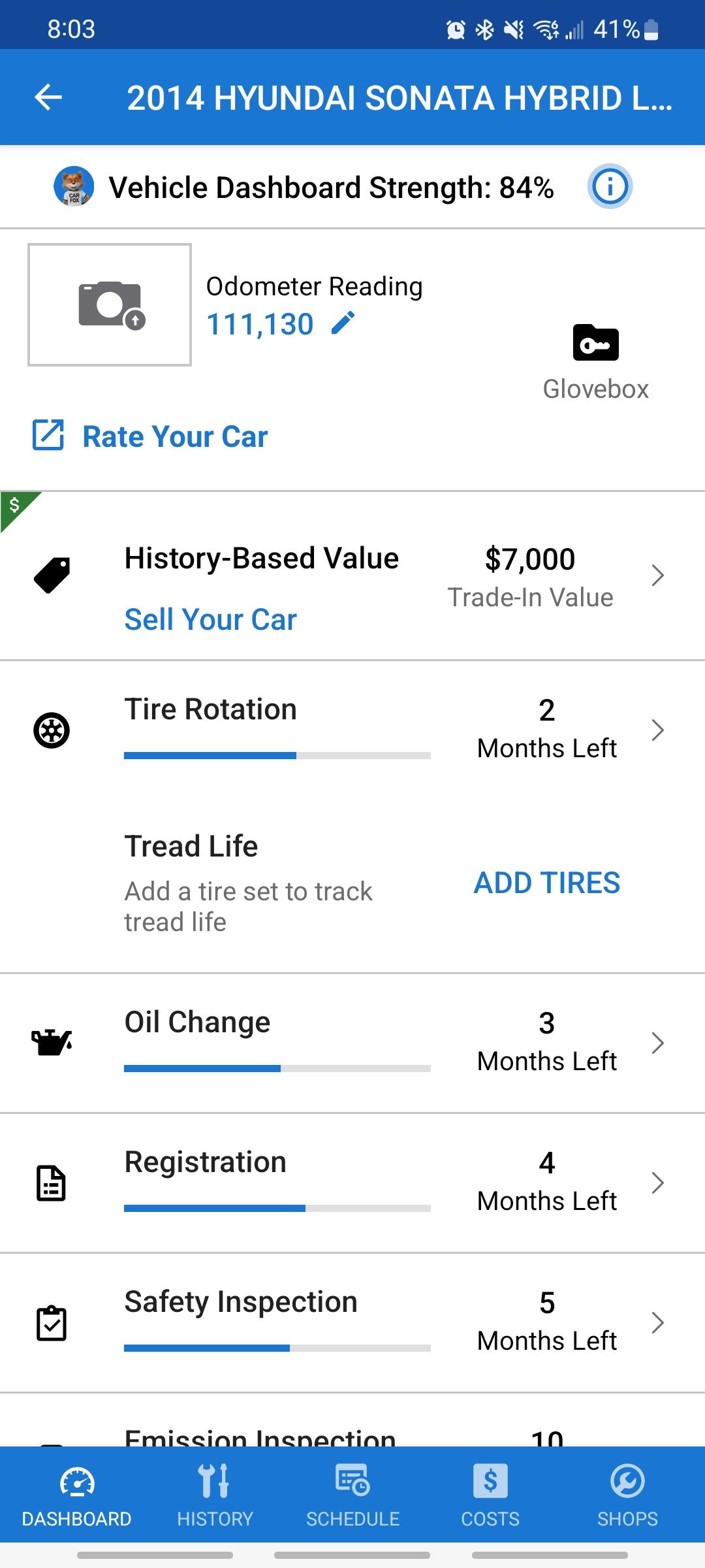 carfax app entering a new vehicle