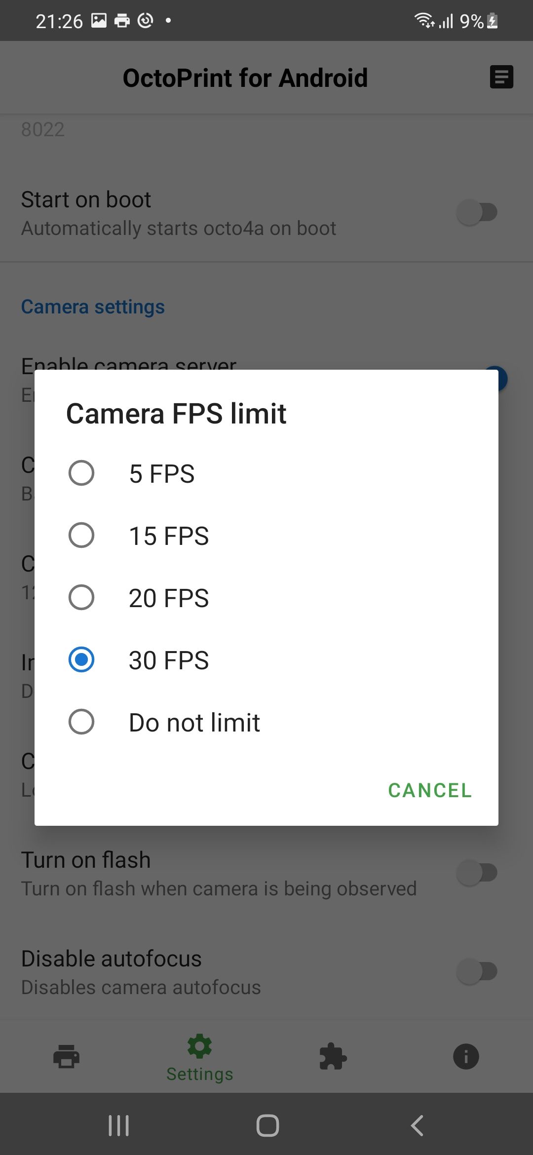 choose the fps for streaming live videos timelapse