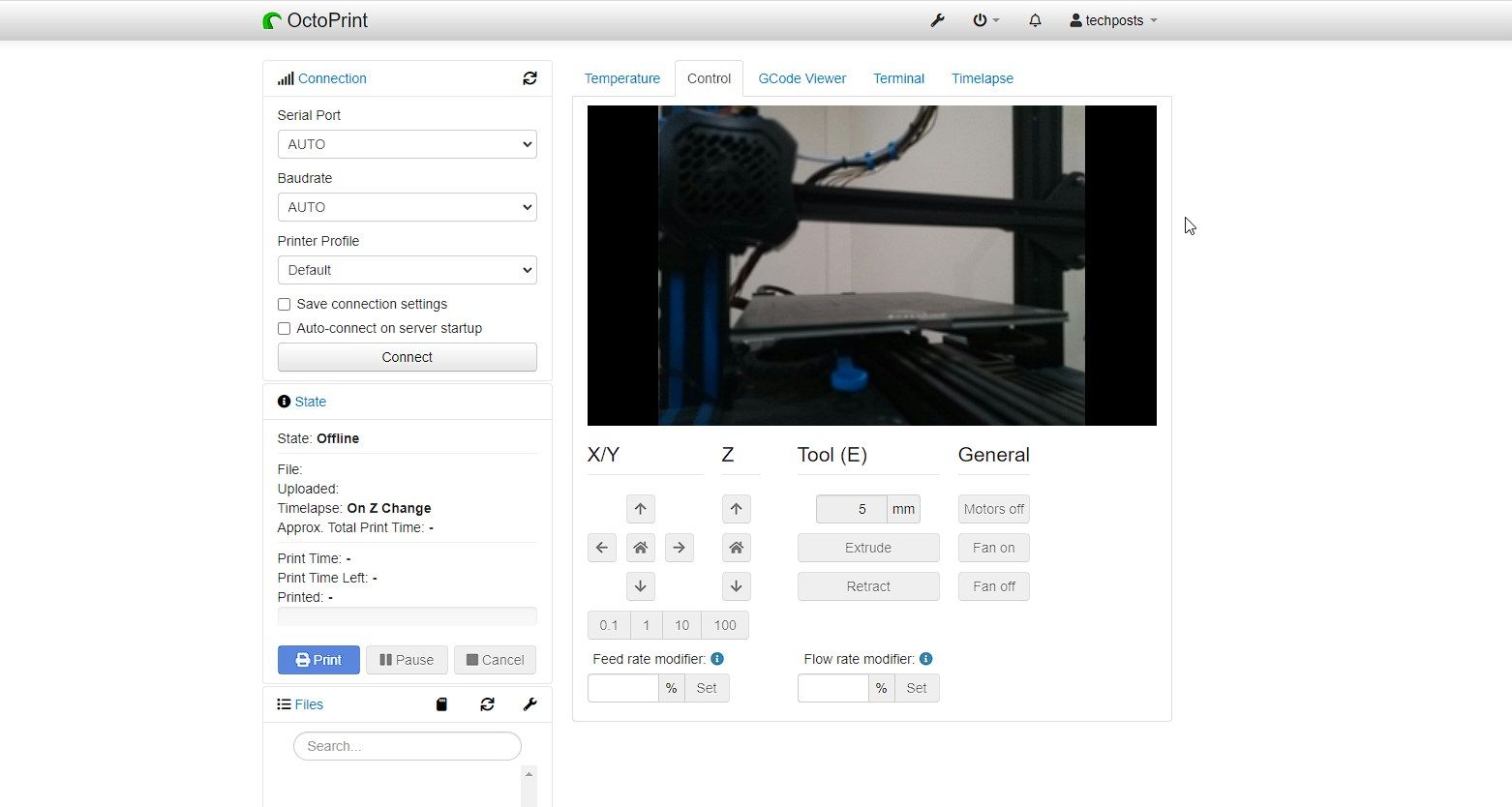 connect to printer and control using octoprint web interface monitor prints