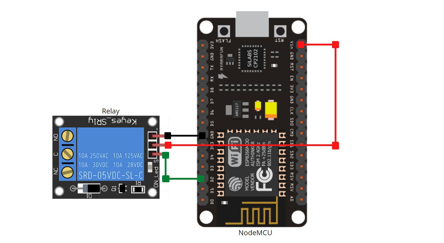 connecting relay module with nodemcu