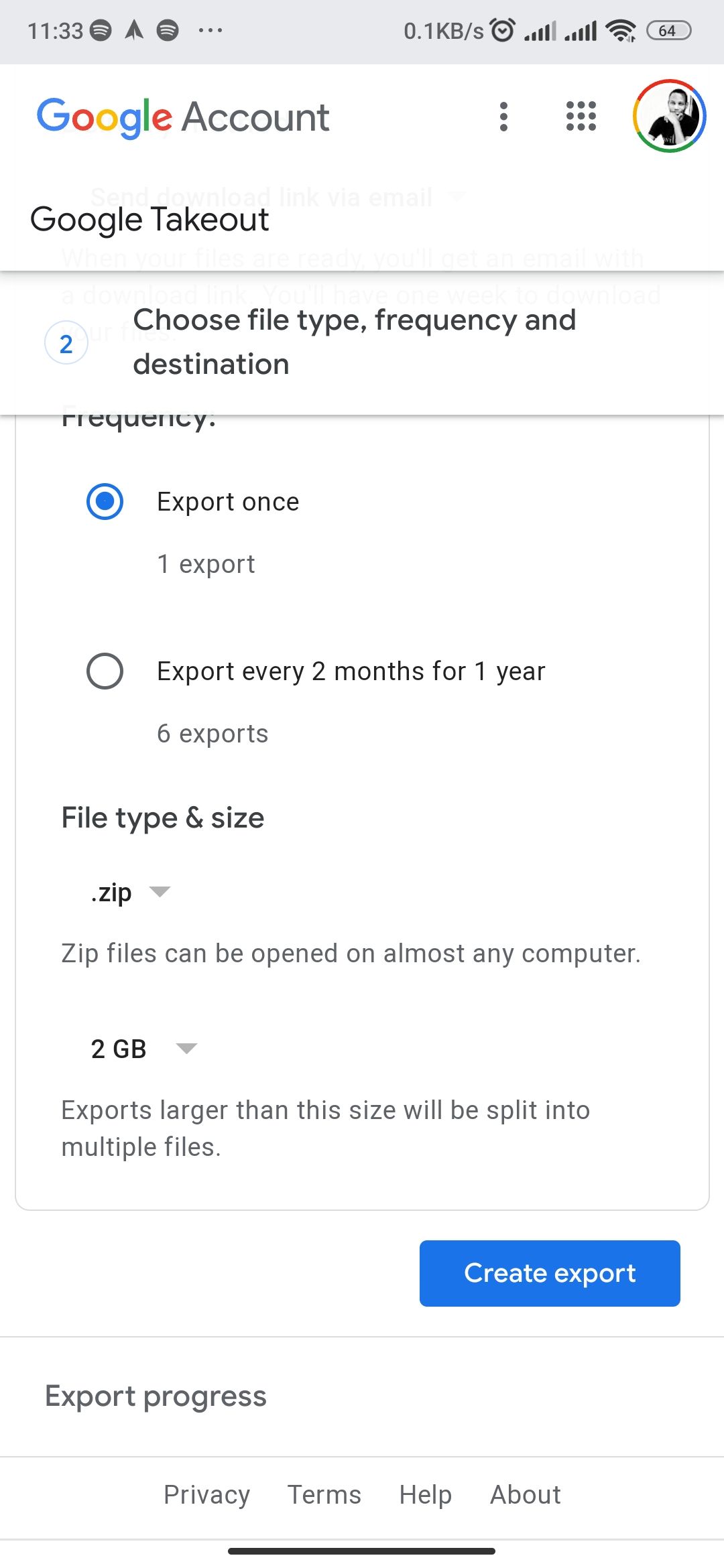 Creating a data export in Google Maps