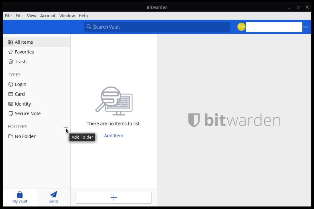 creating a folder for passwords in bitwarden