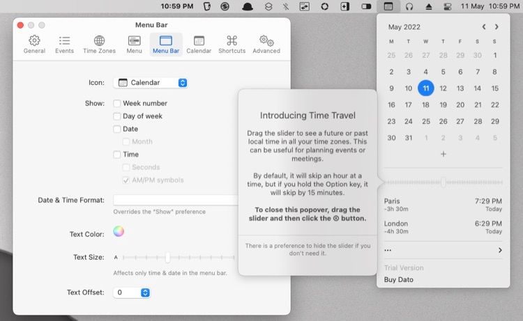 dato calendar meeting and timezone app