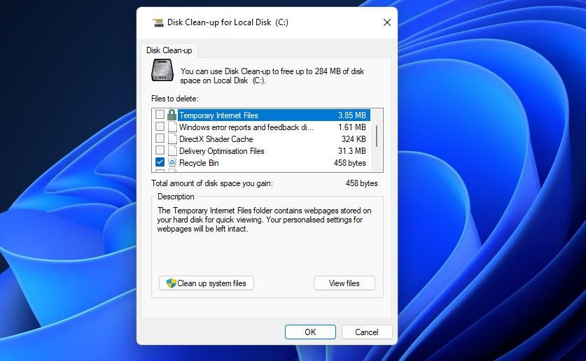 The Disk Clean-up window 