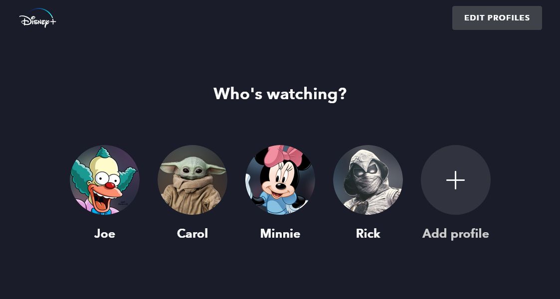 disney+ looking at profile page