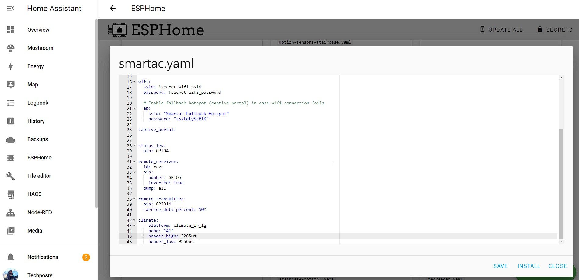 edit compile flash the smart ac firmware