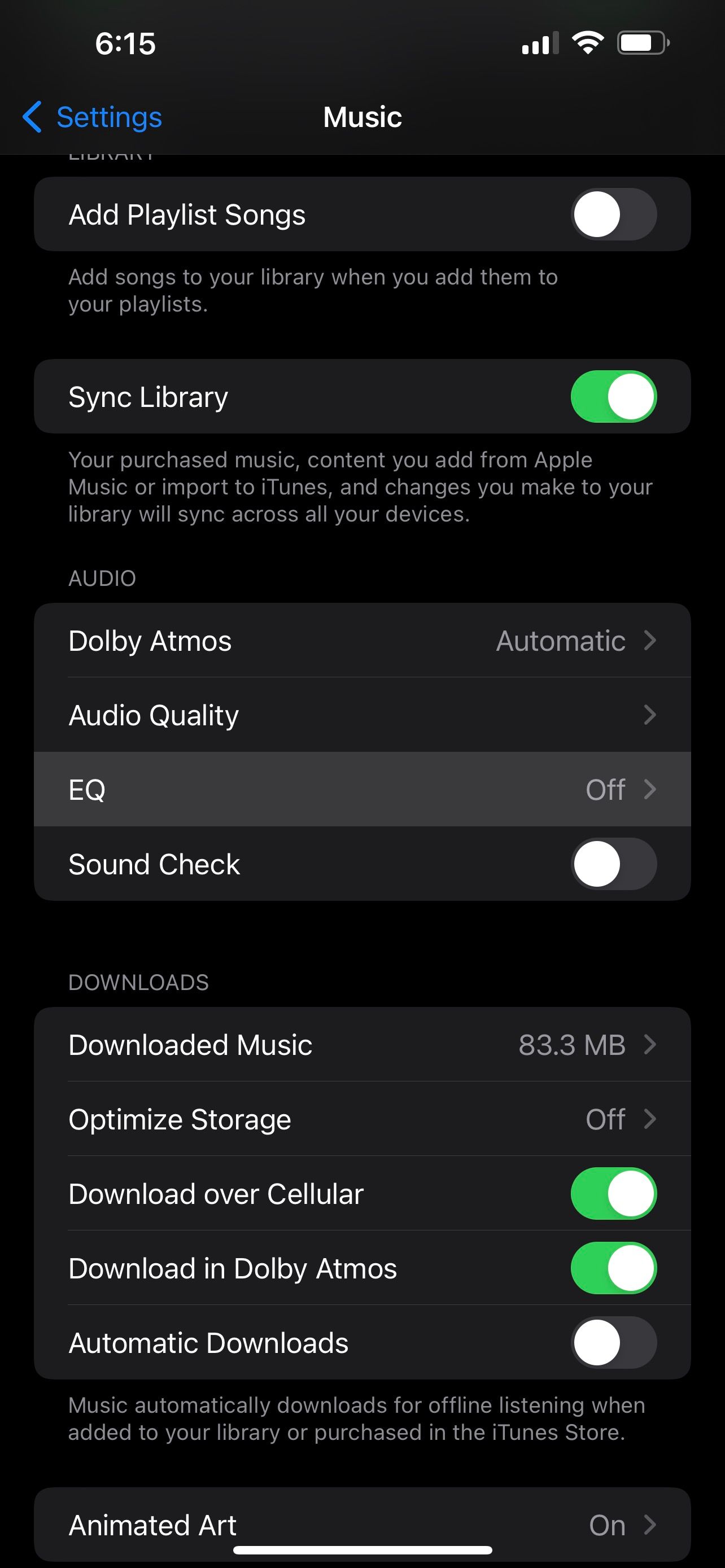 EQ settings for Apple Music