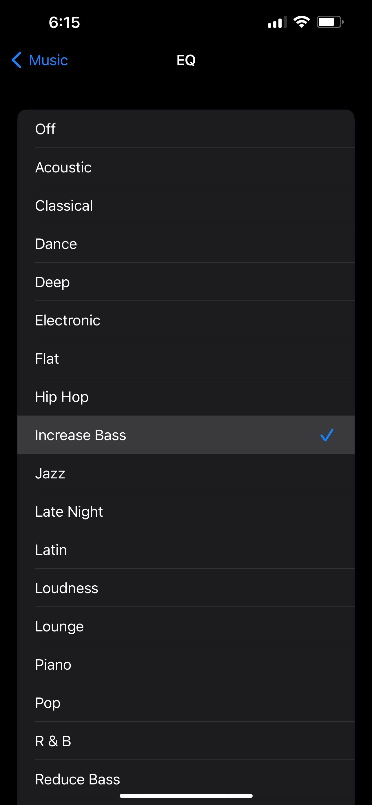 EQ settings for Apple Music