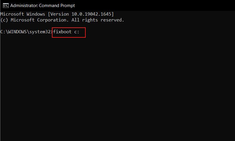 Fixboot command in Command Prompt