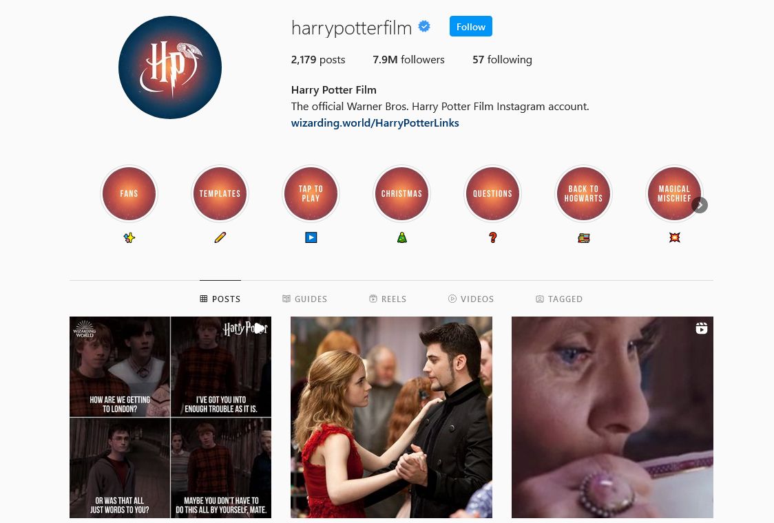 harrypotterfilm instagram page