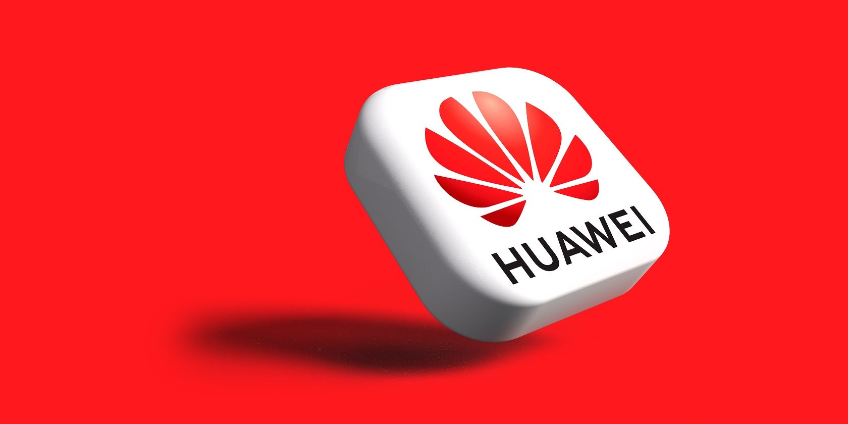huawei 3d logo against red background