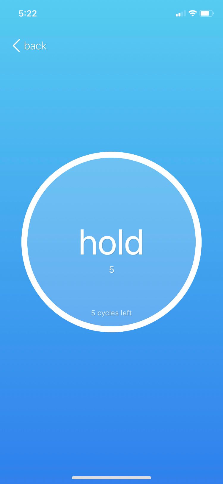 iBreathe app hold screen