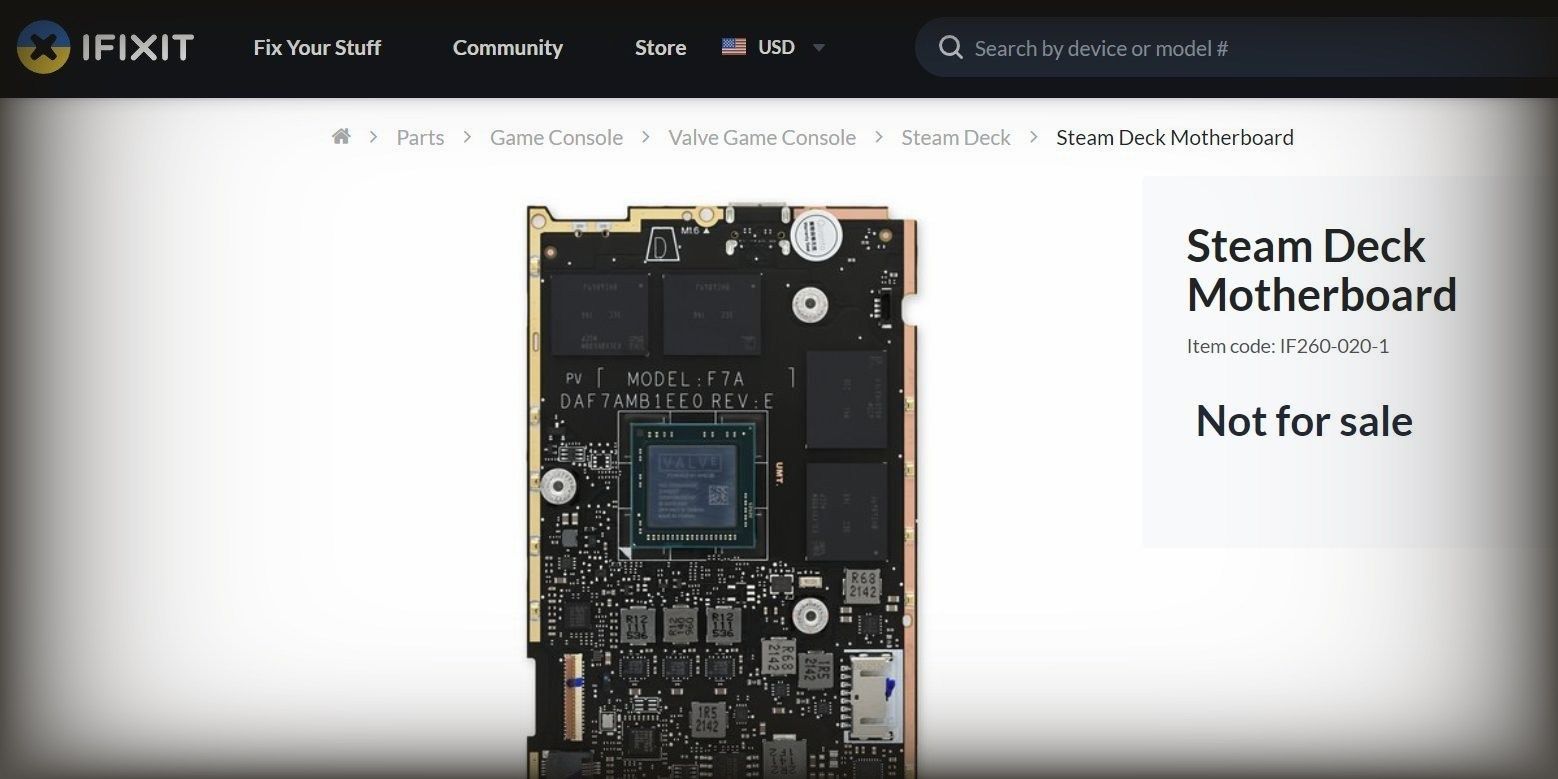 iFixit Store Page for Replacement Steam Deck Motherboard
