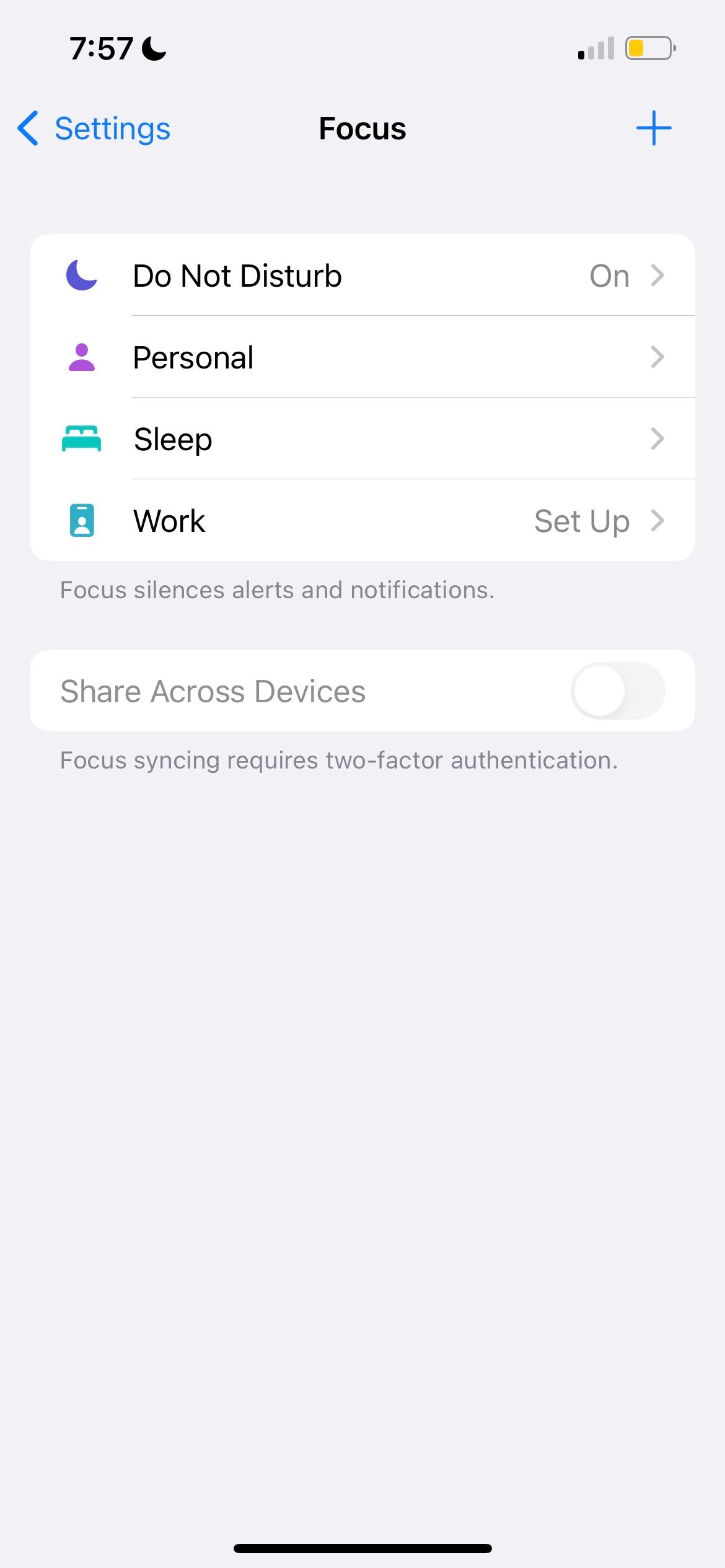 focus settings in iphone