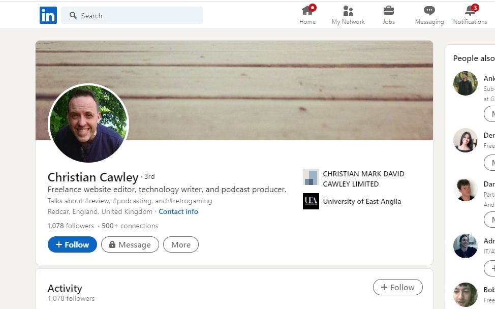 linkedin profile screenshot