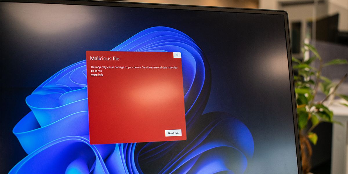Screen with malware detected message
