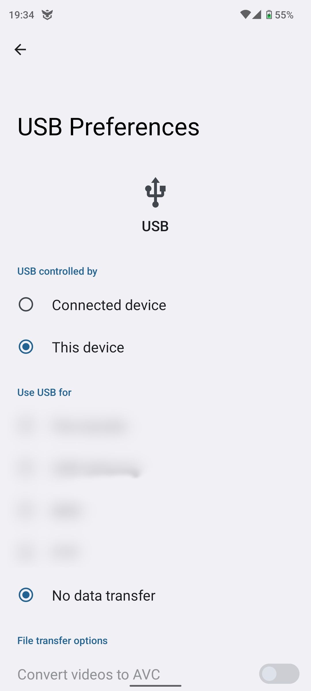 usb transfer mode android