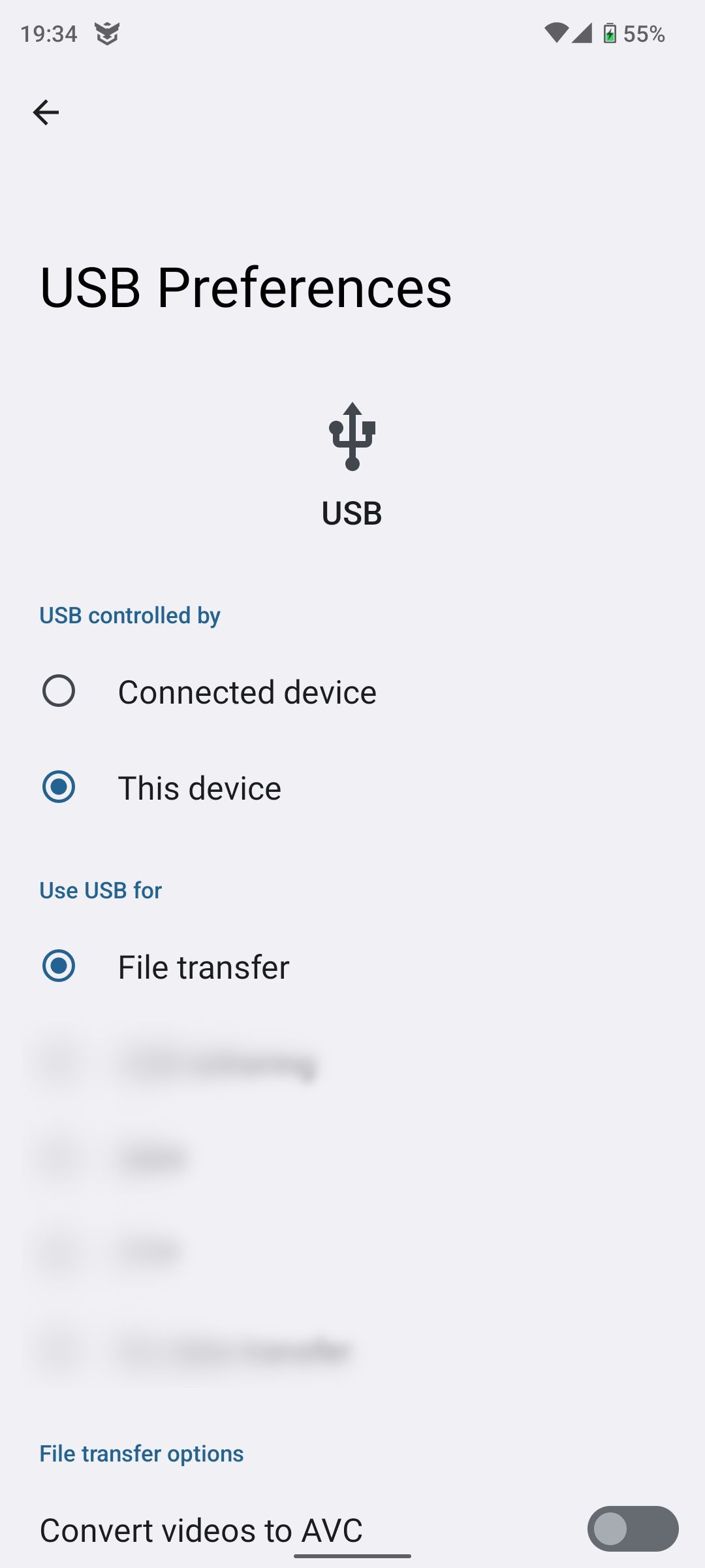 Enable USB file transfer on Android