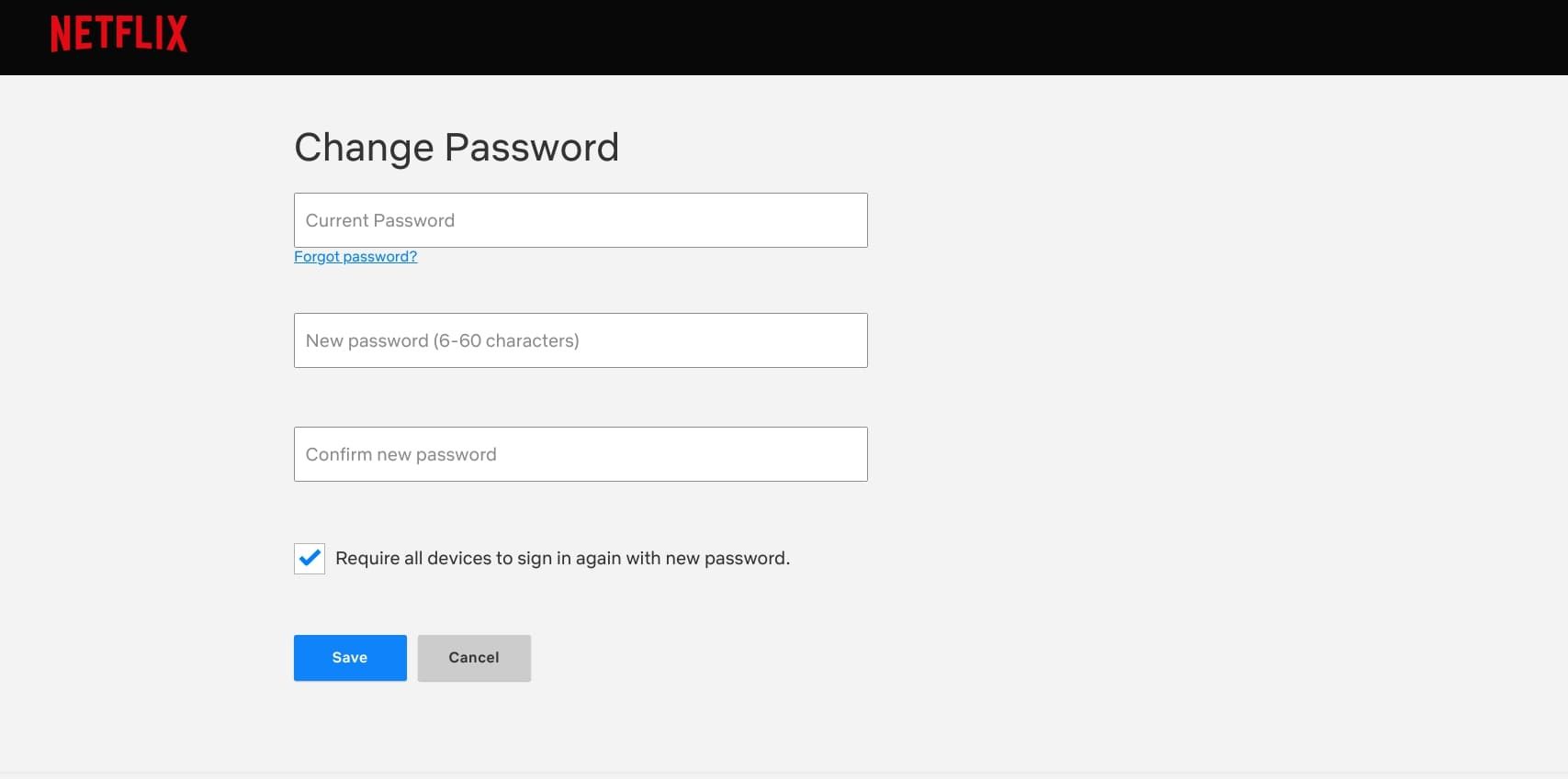 netflix change password webpage screenshot