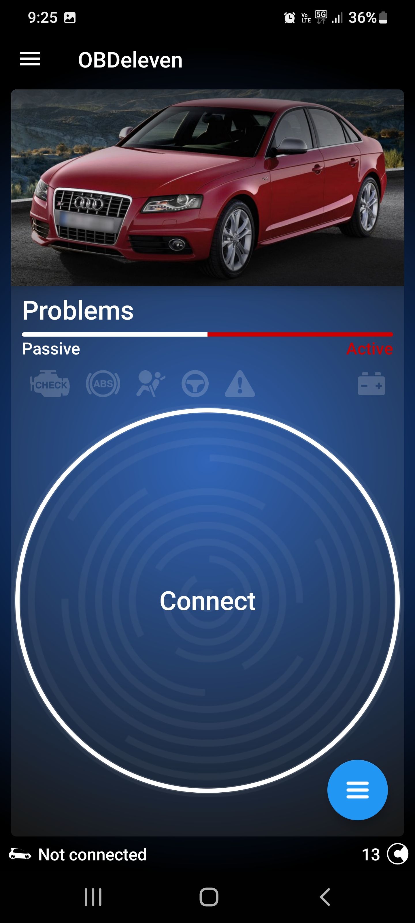 OBDeleven app screenshot showing main window
