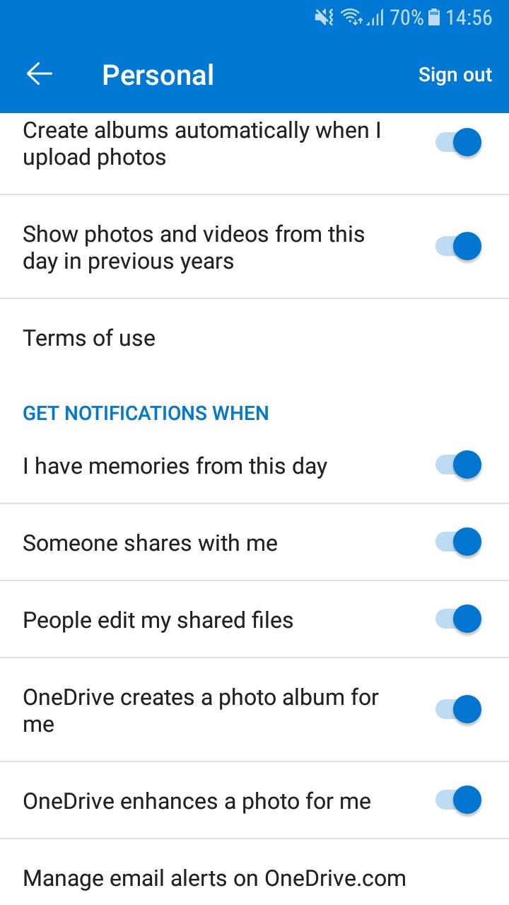 OneDrive app on Android