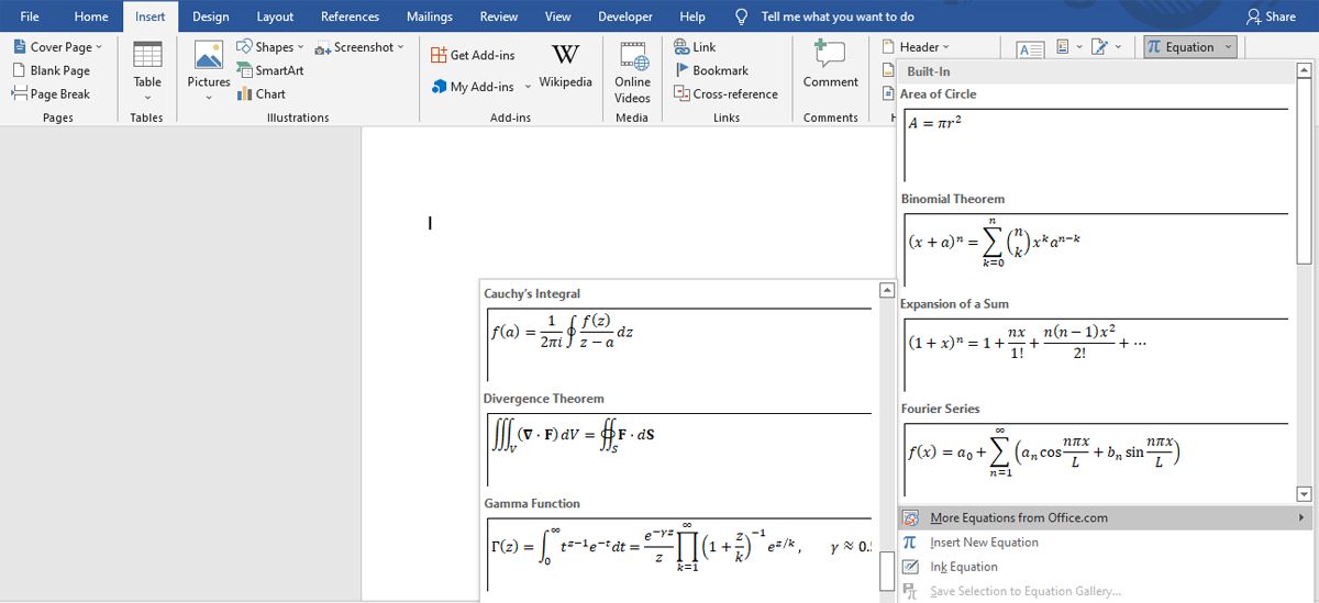 Inserting online equations in Word