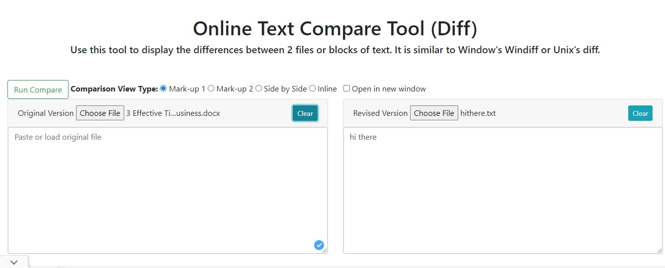 online text compare tool screenshot