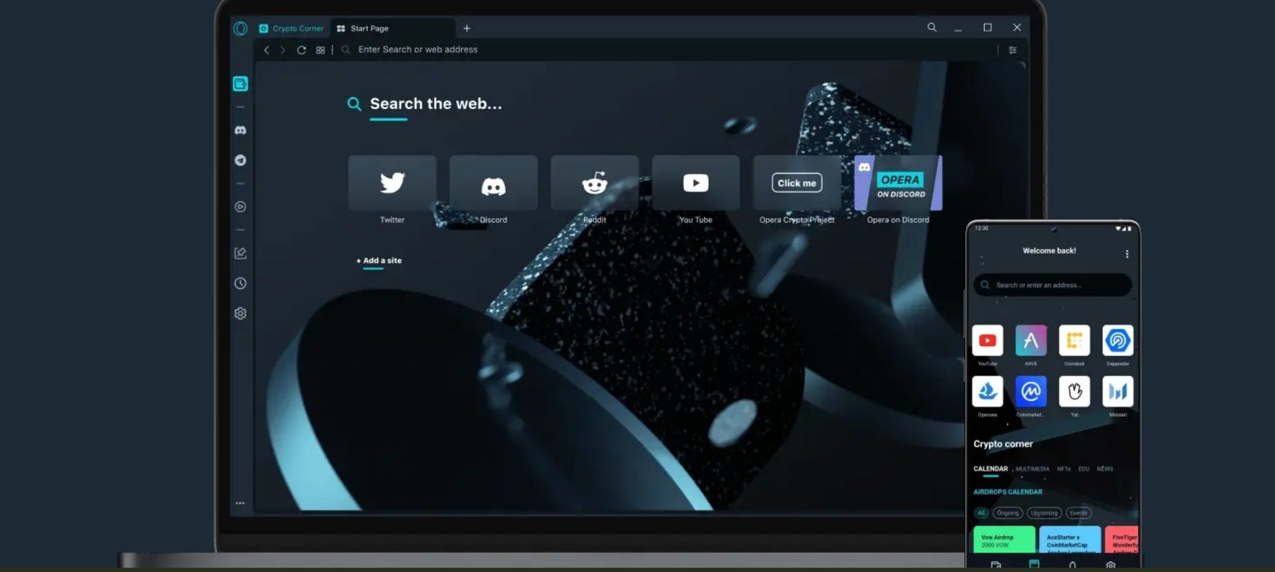 اسکرین شات صفحه وب مرورگر opera crypto