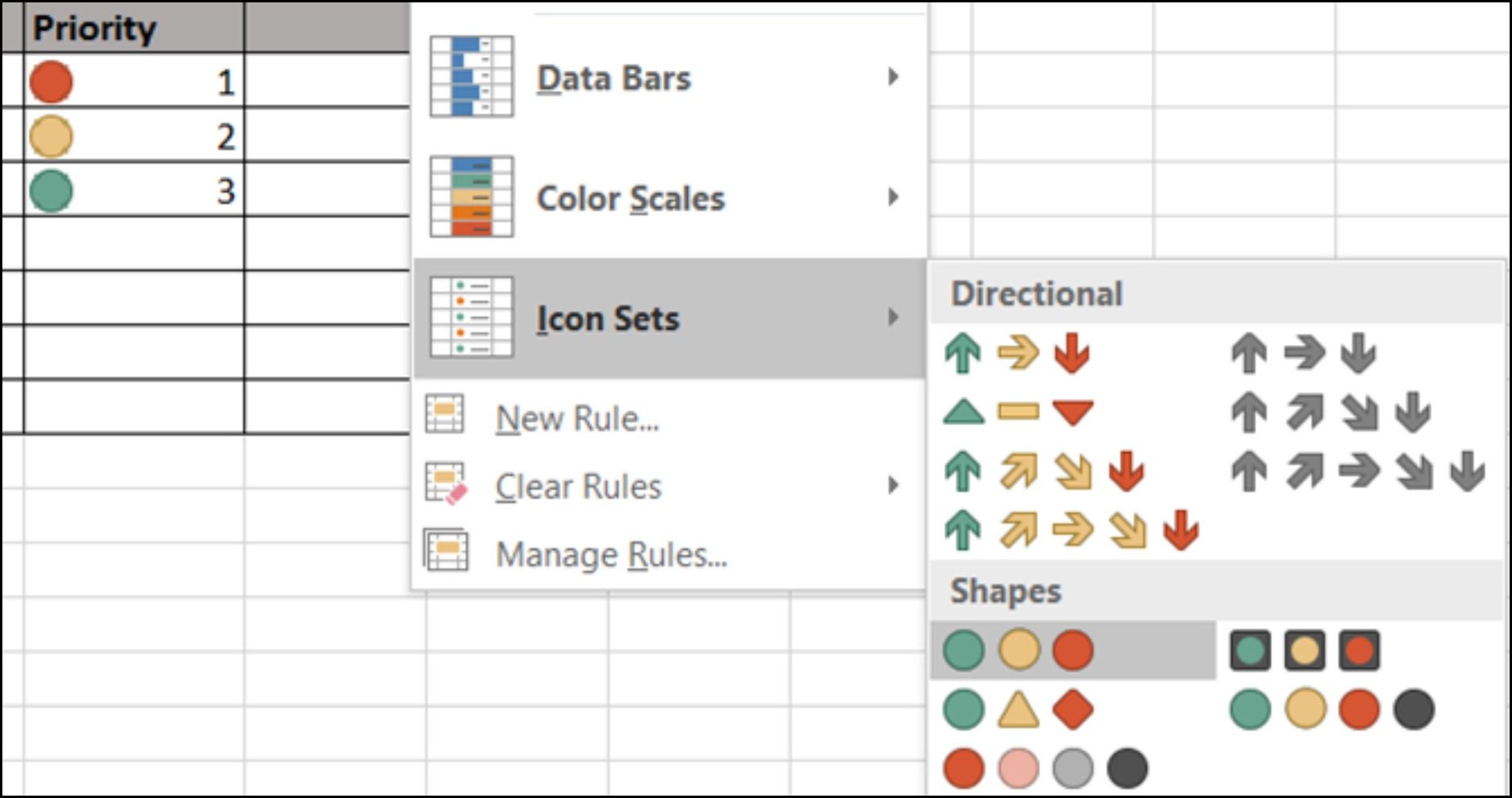 Icon sets in Conditional Formatting